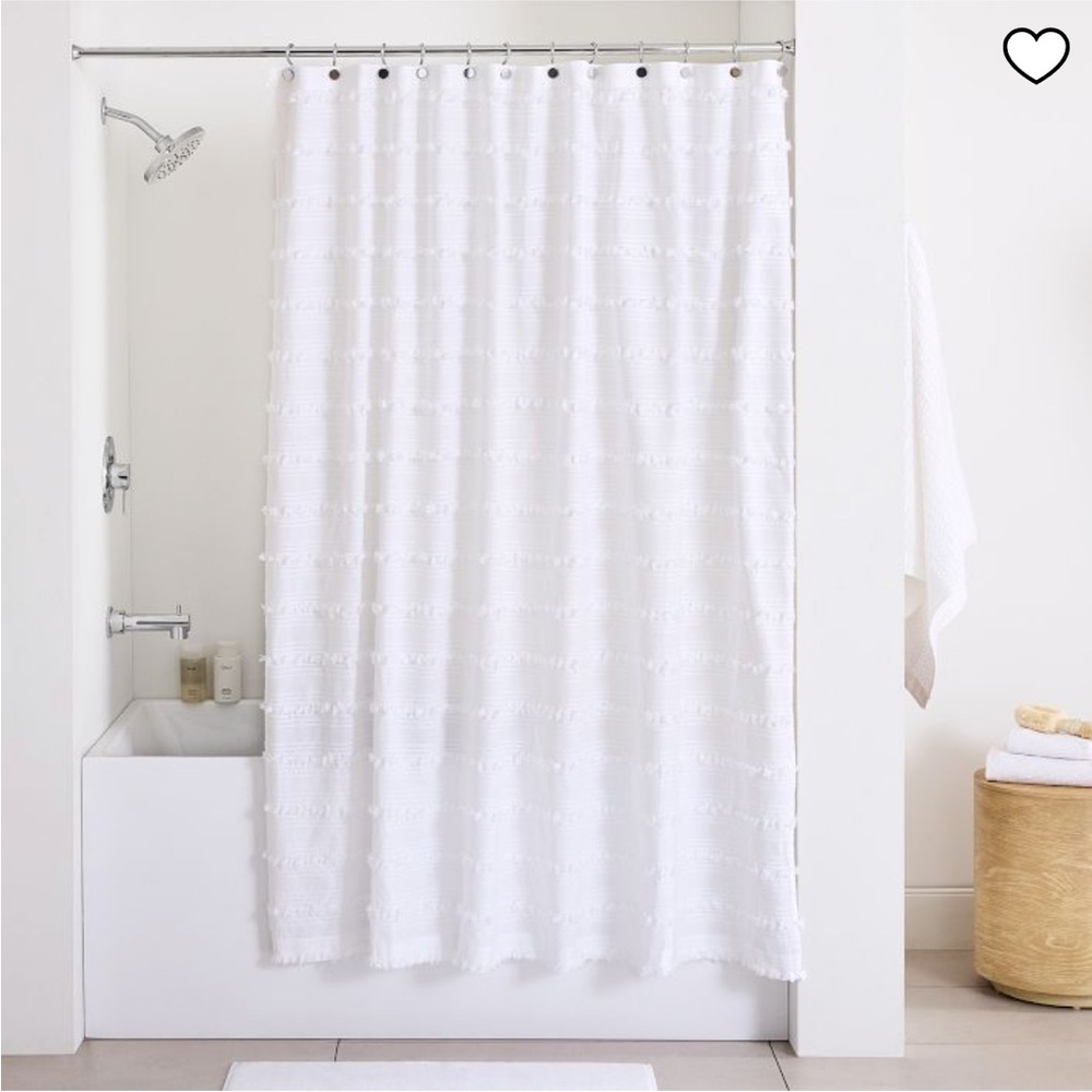 West Elm Organic Stripe Stitch Candlewick White Shower Curtain
